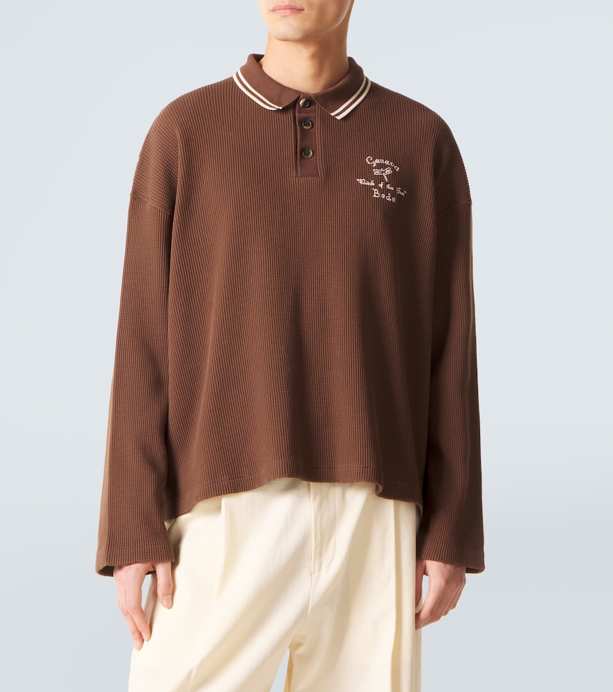  Bode Bode Geneva Waffle-knit Cotton Polo Sweater 