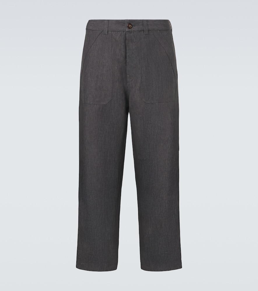 Brunello Cucinelli Men's Grey Linen Straight Pants UK Size 36 - Mytheresa