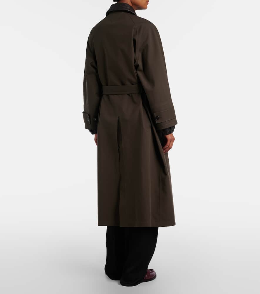 Bottega Veneta Leather-trimmed Trench Coat In Green