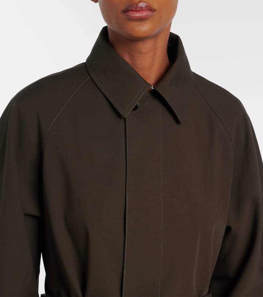 Bottega Veneta Leather-trimmed Trench Coat In Green