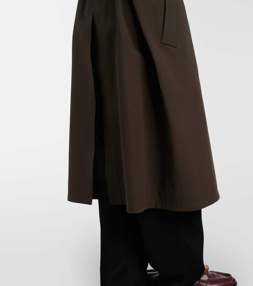 Bottega Veneta Leather-trimmed Trench Coat In Green