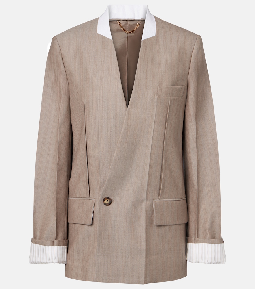 Victoria Beckham Herringbone virgin wool blazer