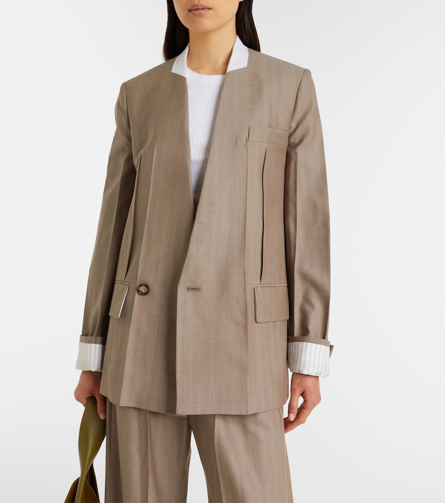 Victoria Beckham Victoria Beckham Herringbone Virgin Wool Blazer 
