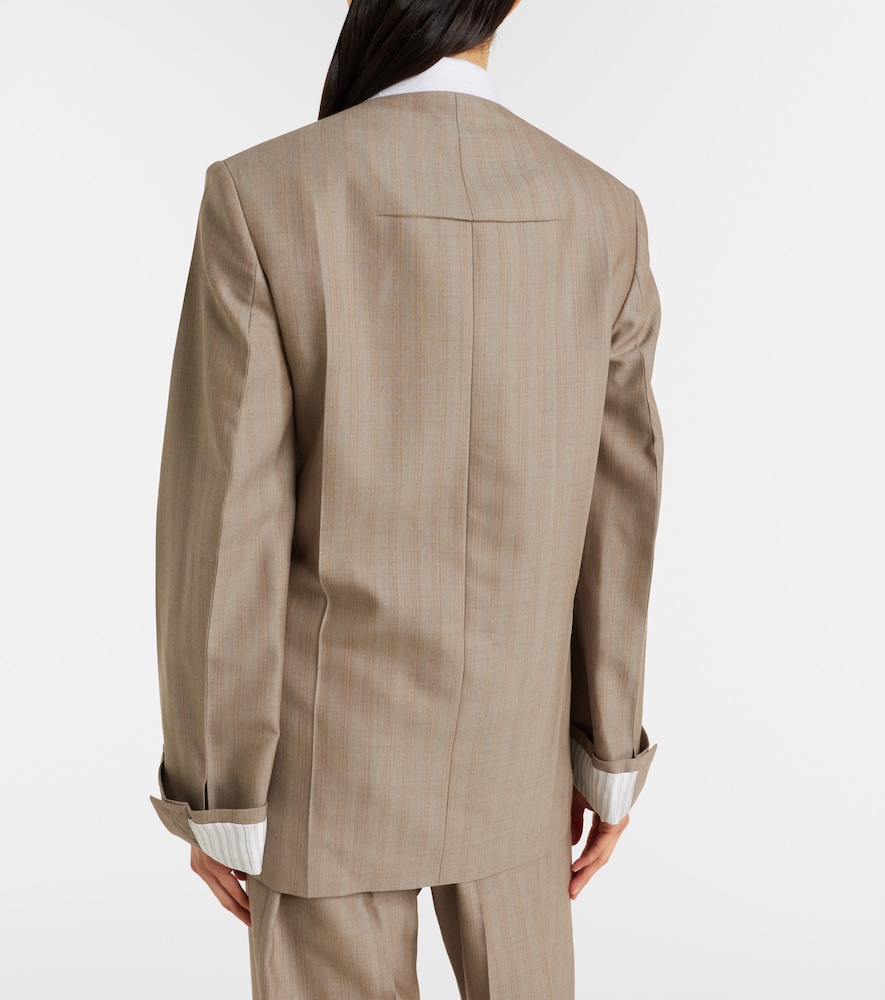  Victoria Beckham Victoria Beckham Herringbone Virgin Wool Blazer 