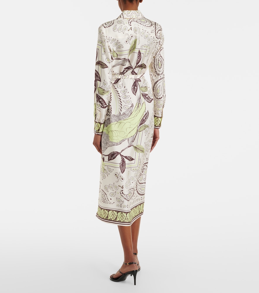  Tory Burch Tory Burch Belted Printed Silk Midi Dress 