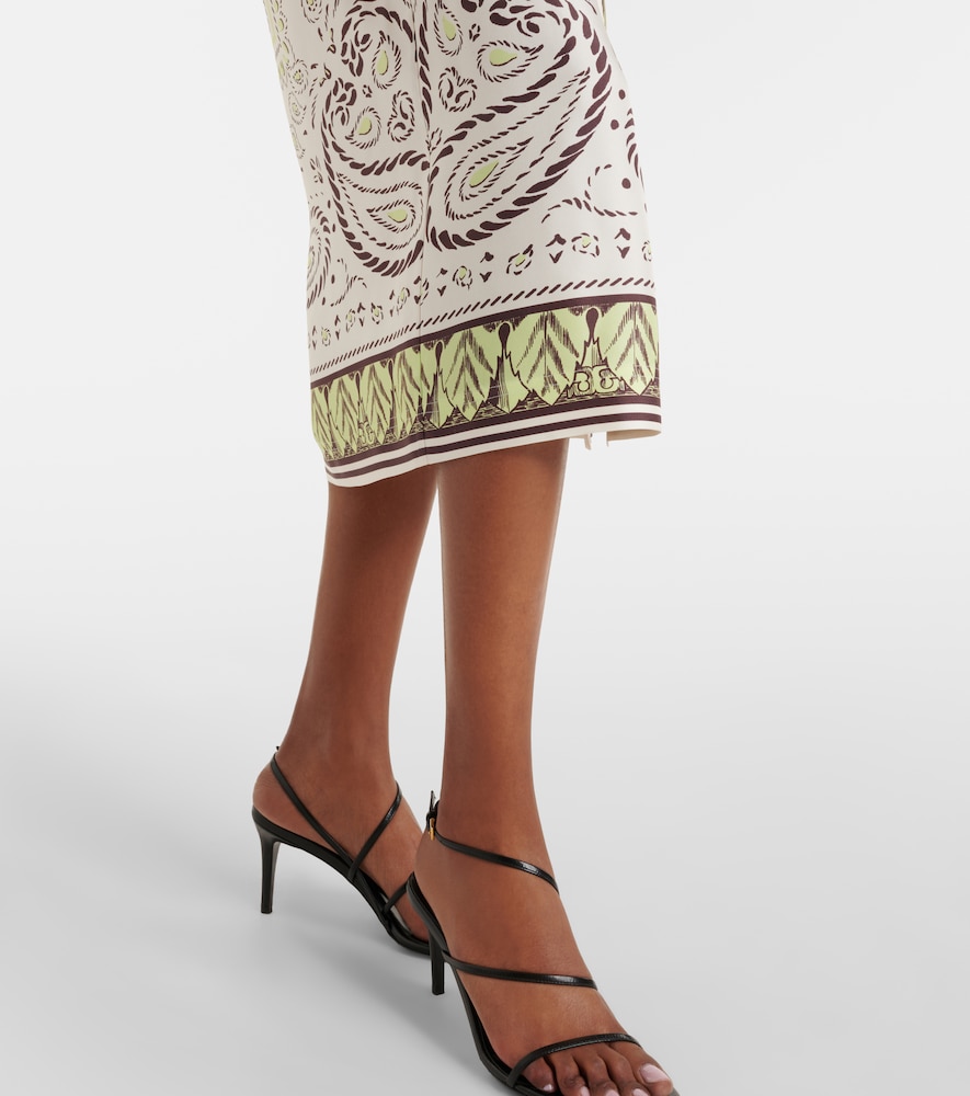  Tory Burch Tory Burch Belted Printed Silk Midi Dress 
