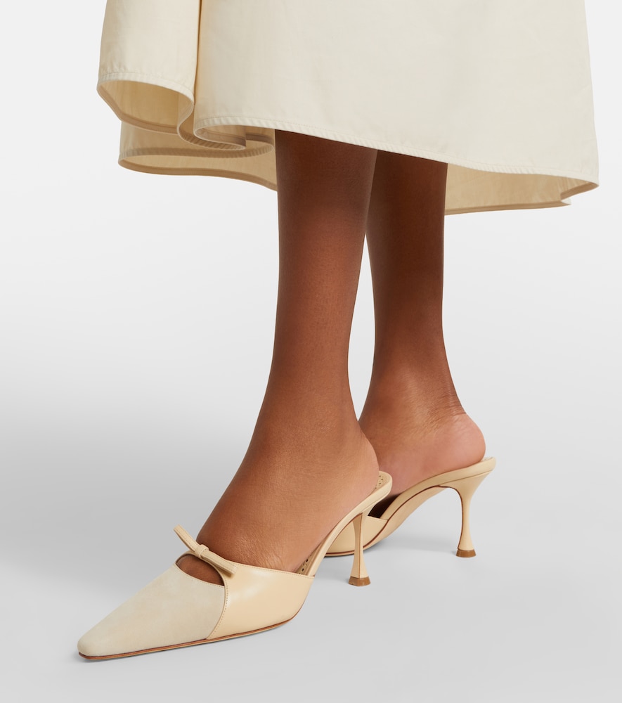 Manolo Blahnik Tapidpla leather and suede mules