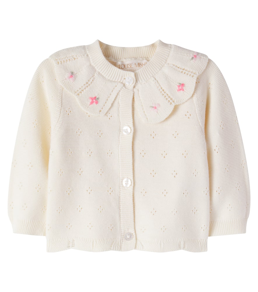 Louise Misha Baby Mynalette Cotton Cardigan In White