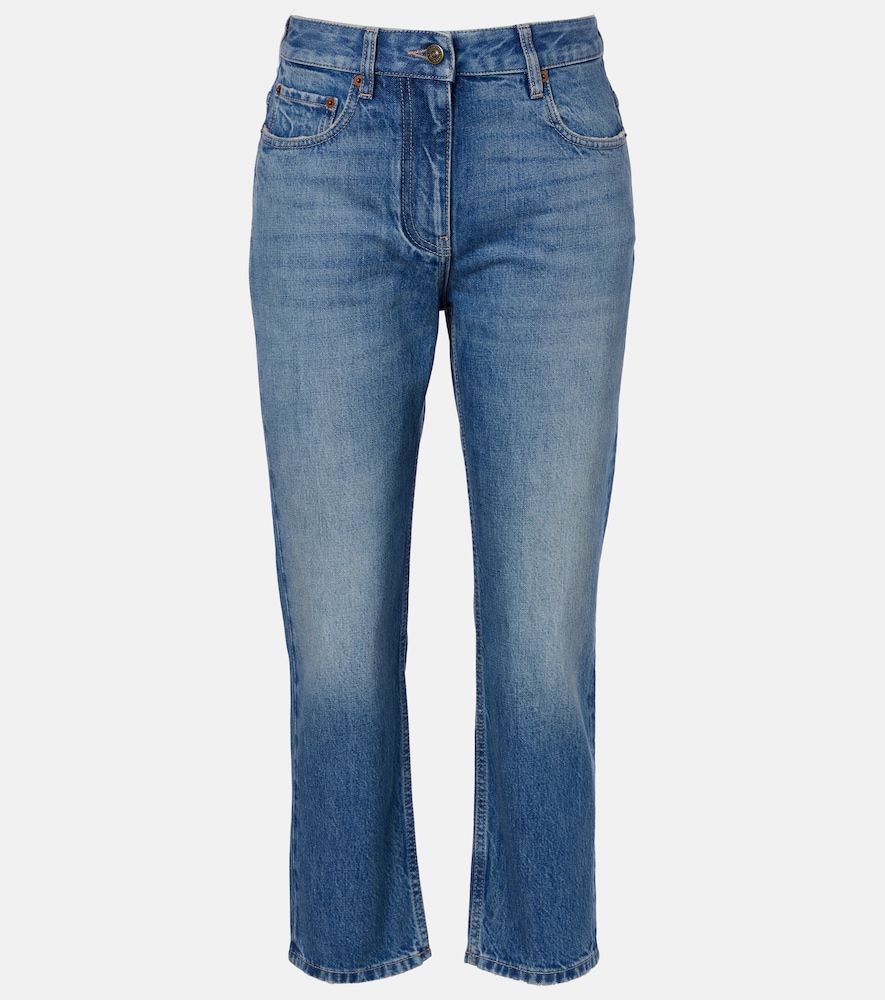Valentino Faded Straight Jeans In Blue