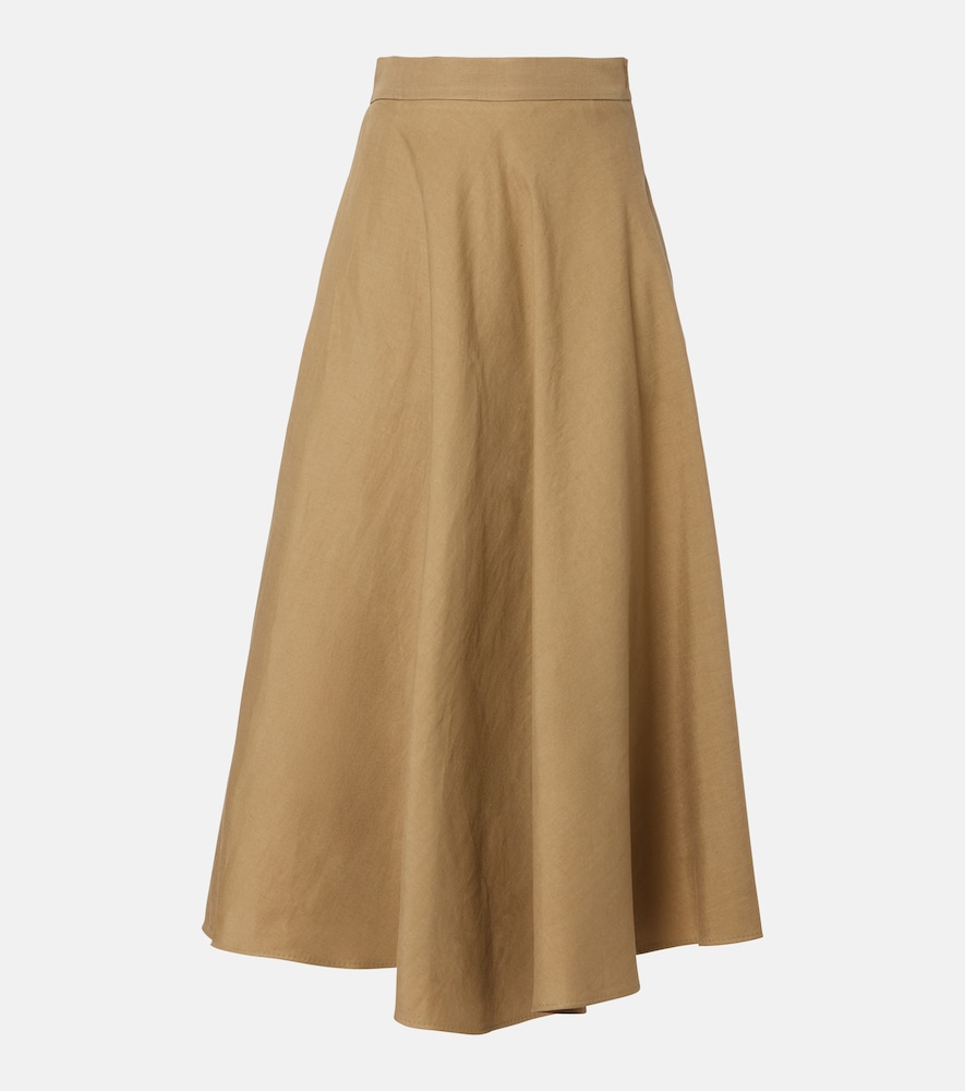 Gonna midi in twill di lino e seta