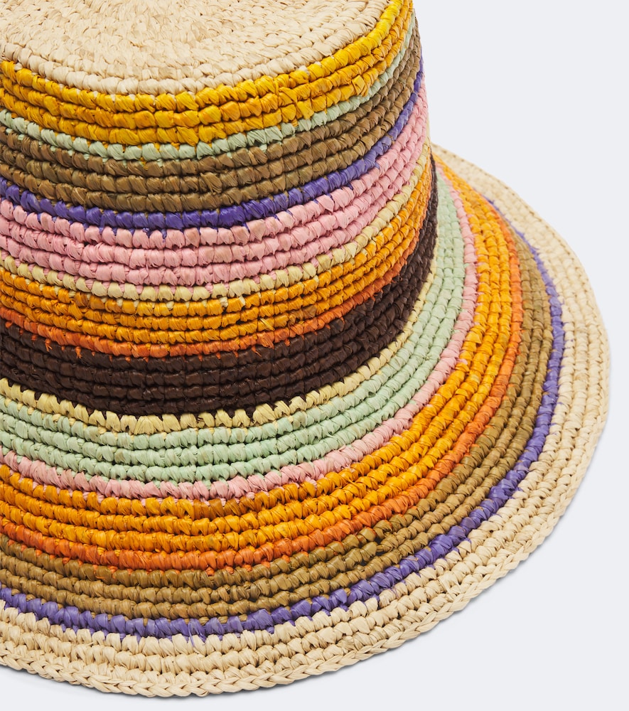 Zimmermann Raffia Striped Bucket Hat In Multi