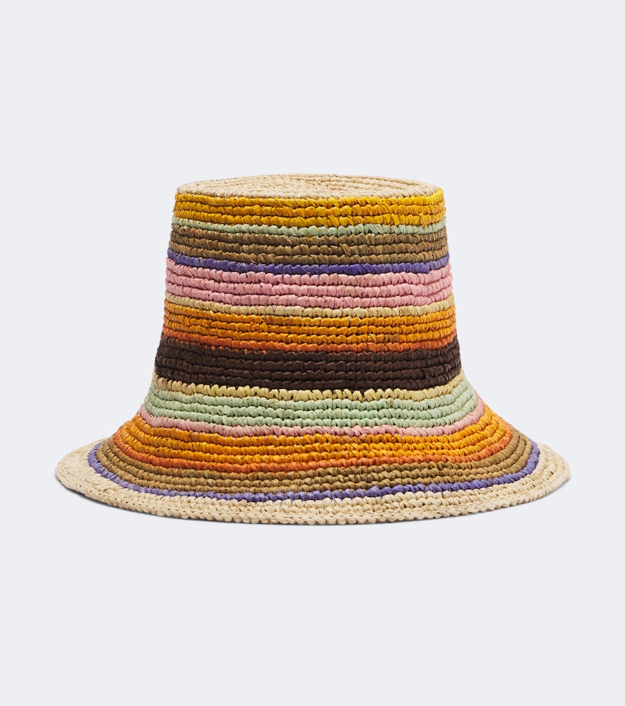 Zimmermann Raffia Striped Bucket Hat In Multi