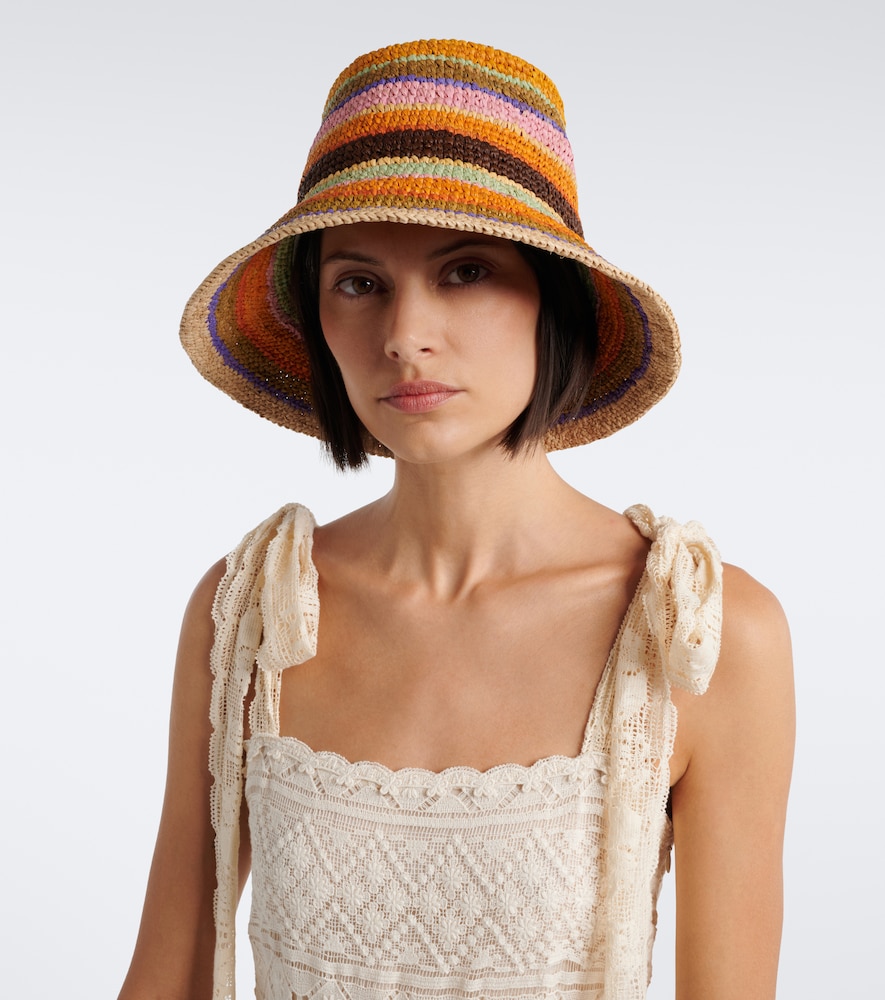 Zimmermann Raffia Striped Bucket Hat In Multi