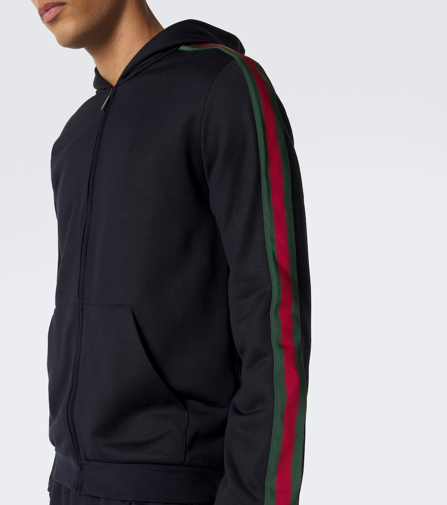 Web Stripe Silk And Cotton Jersey Hoodie