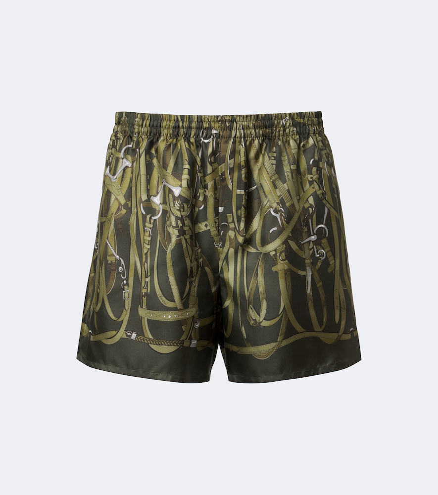Shorts in twill di seta con stampa