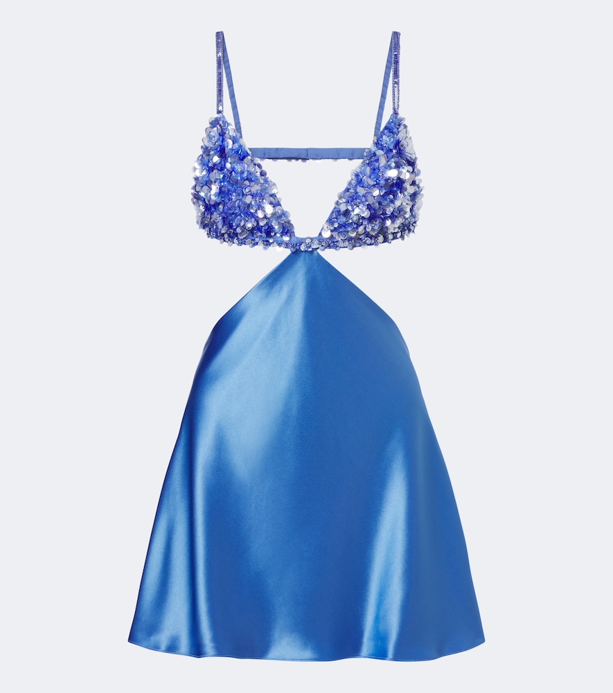 Retroféte Retrofête Taliera Embellished Satin Cut-out Minidress In Blue