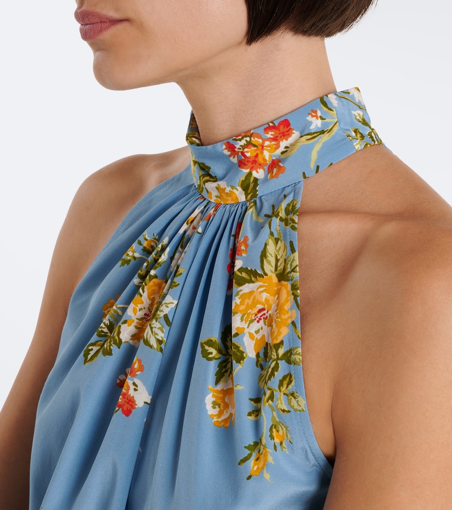 Kovi Floral Halterneck Silk-Blend Top