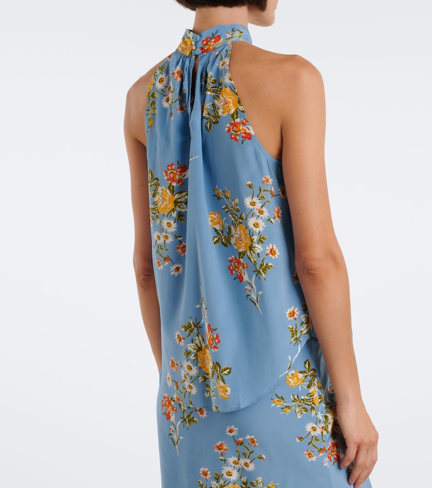 Kovi Floral Halterneck Silk-Blend Top