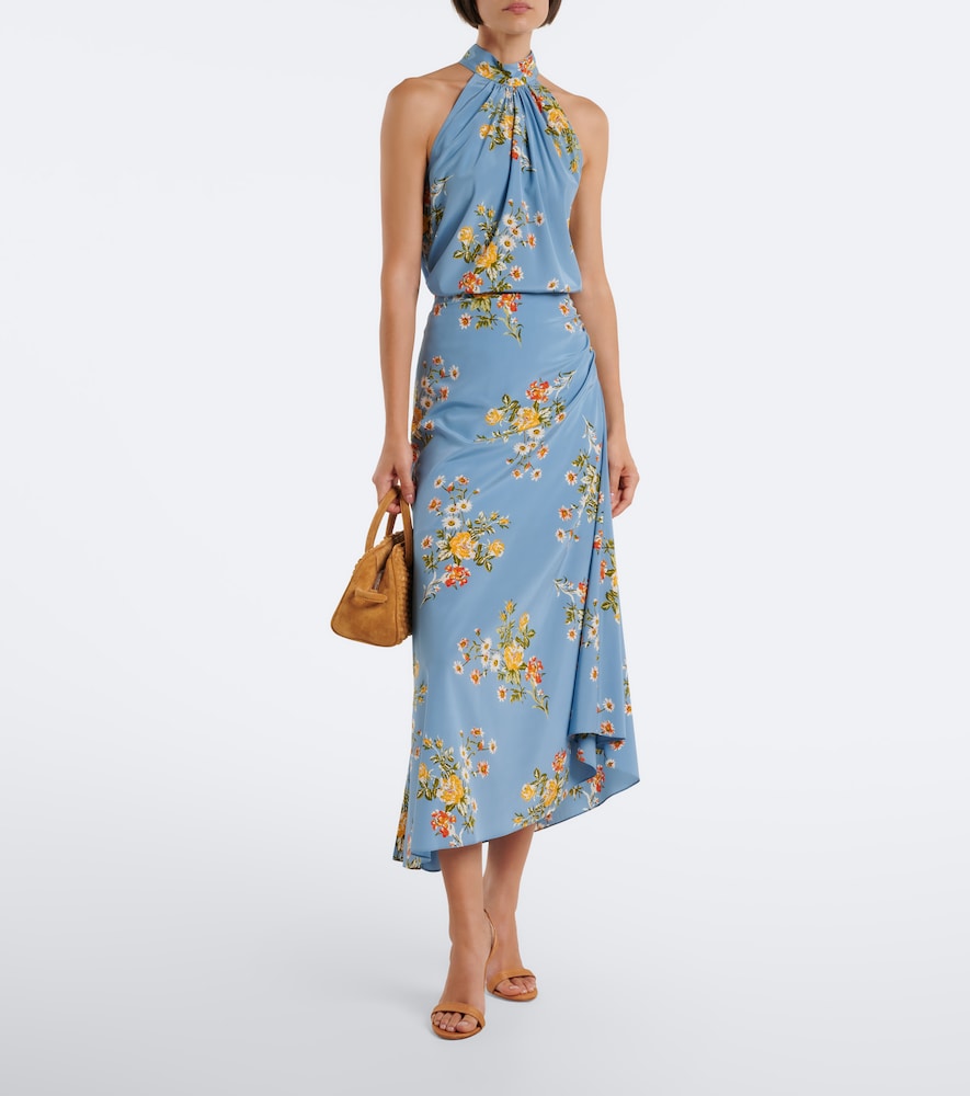 Kovi Floral Halterneck Silk-Blend Top