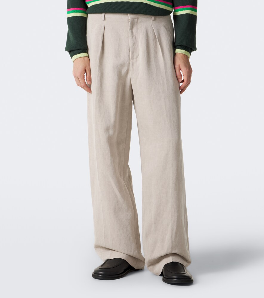 Linen-Blend Wide-Leg Pants