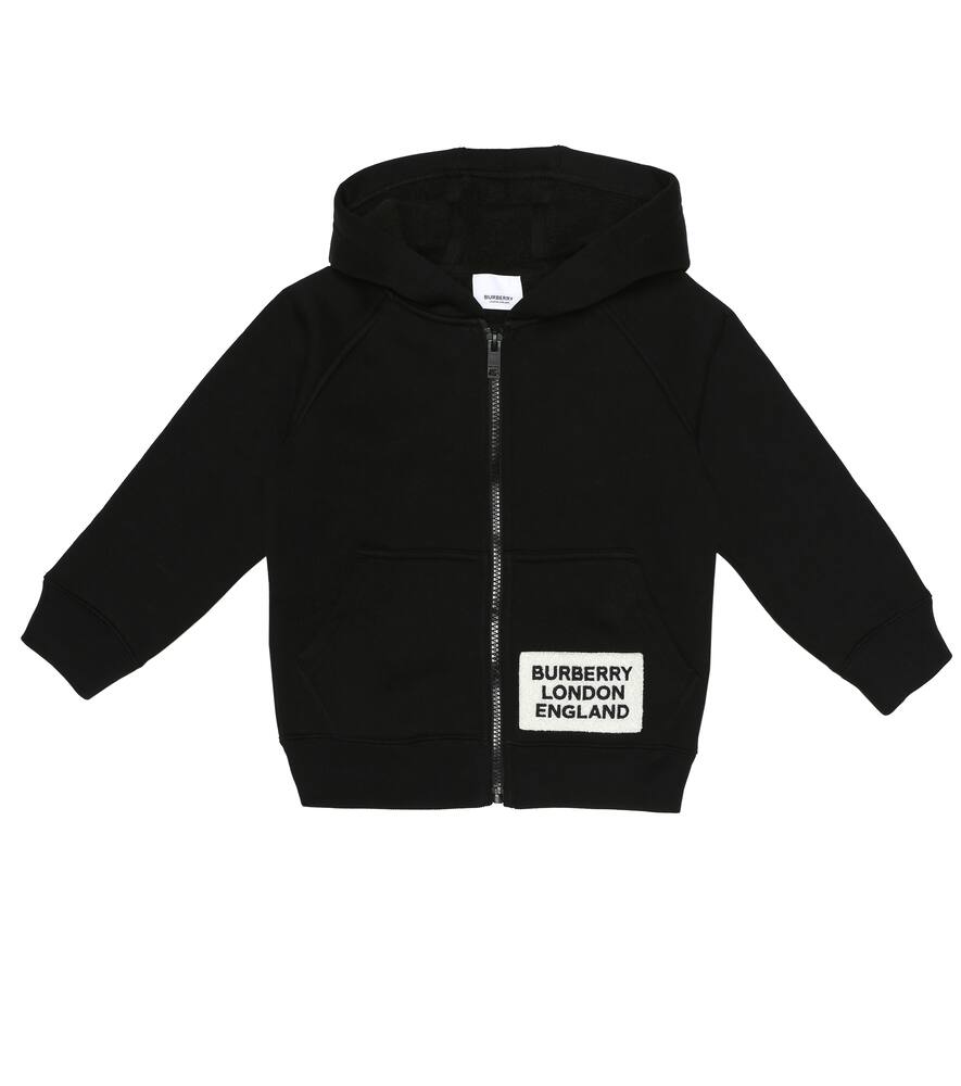 Click to view more detailed imagery on our partner's website Burberry Kids' Boy's Zip-up Hooded Jacket W/ Logo Patch In Black