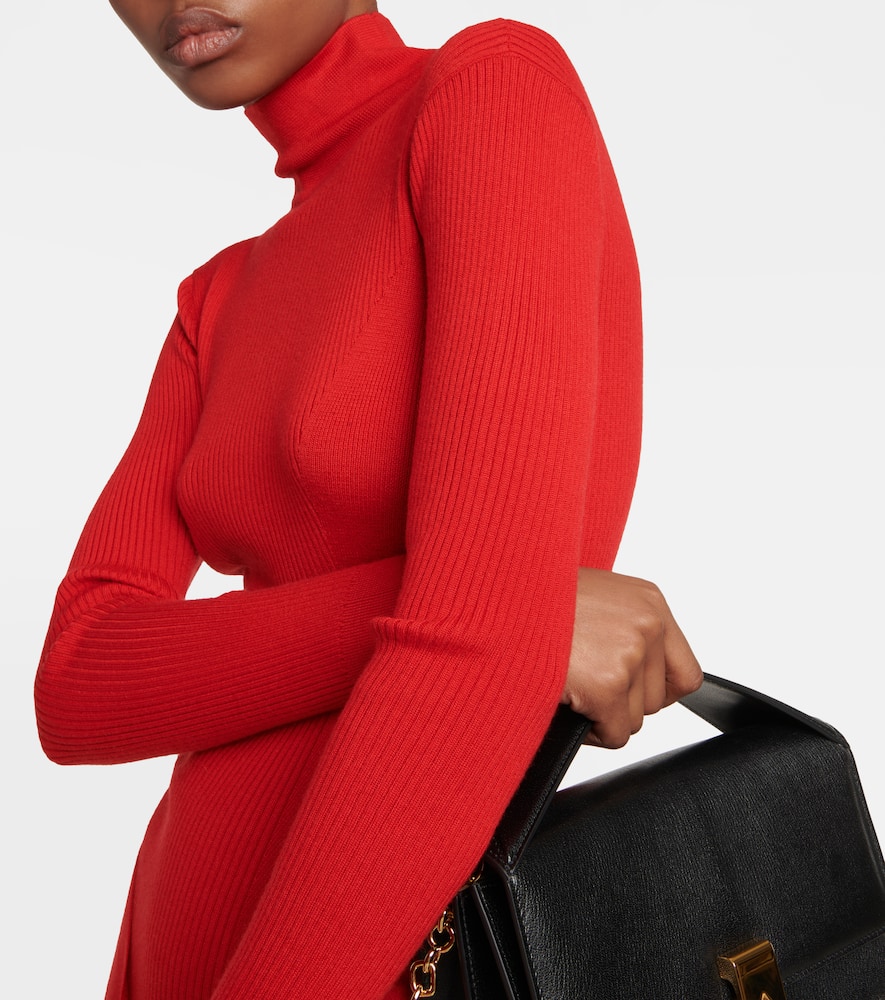 Alaïa Midikleid Aus Kaschmir Und Seide In Red