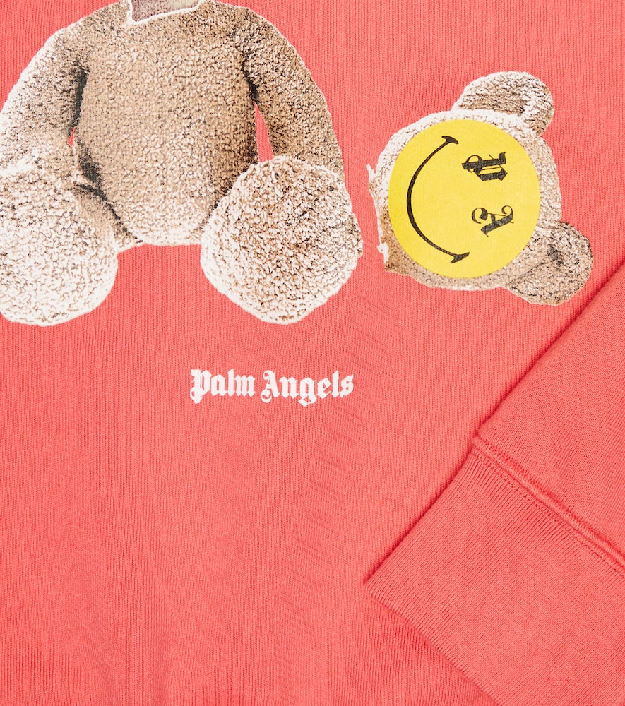 Palm Angels X Smiley Printed Cotton Jersey Sweatshirt In Coral Lemon Yellow