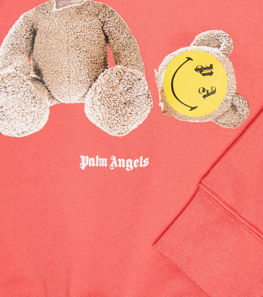 Shop Palm Angels X Smiley Printed Cotton Jersey Sweatshirt In Coral Lemon Yellow