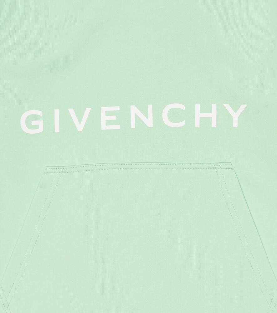 Shop Givenchy Logo Cotton-blend Jersey Hoodie In Green