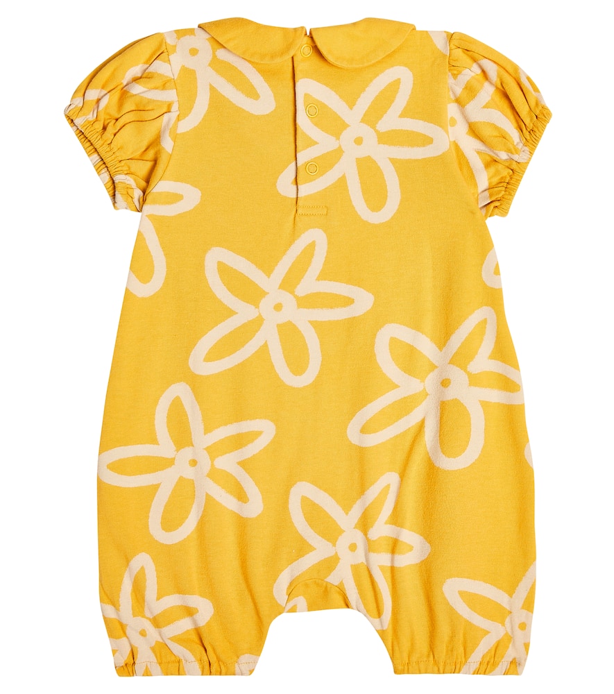 Shop Jellymallow Baby Floral Cotton Onesie In Yellow