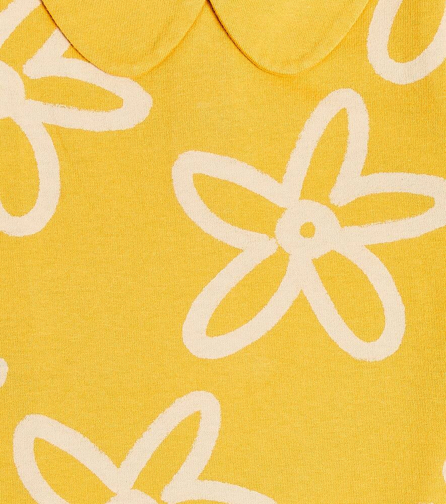 Shop Jellymallow Baby Floral Cotton Onesie In Yellow