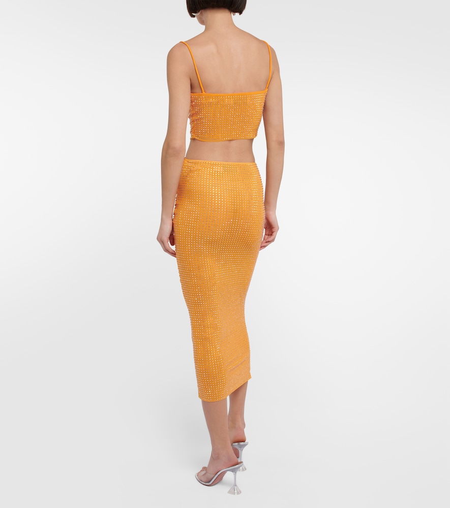  Self-portrait Self-portrait Embellished Ruched Midi Skirt 