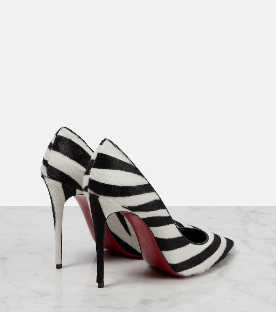 Christian Louboutin Kate 100 Zebra-print Calf Hair Pumps In Multicoloured