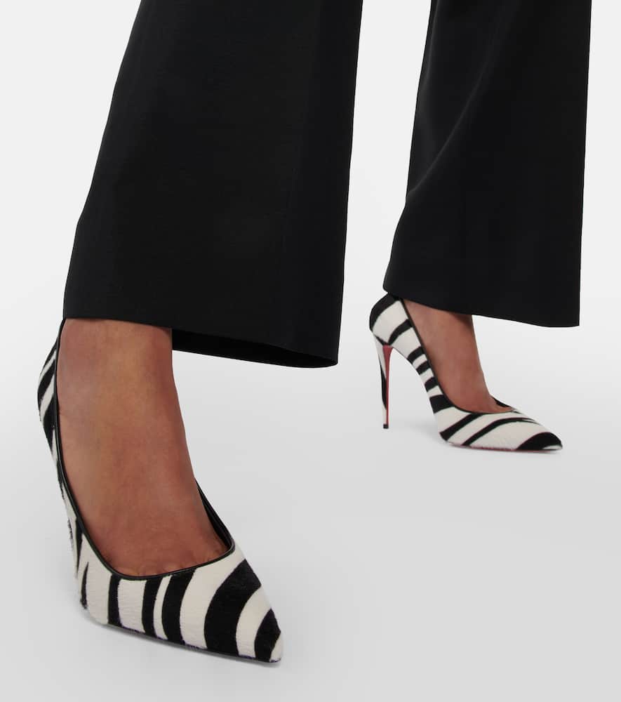 Christian Louboutin Kate 100 Zebra-print Calf Hair Pumps In Multicoloured