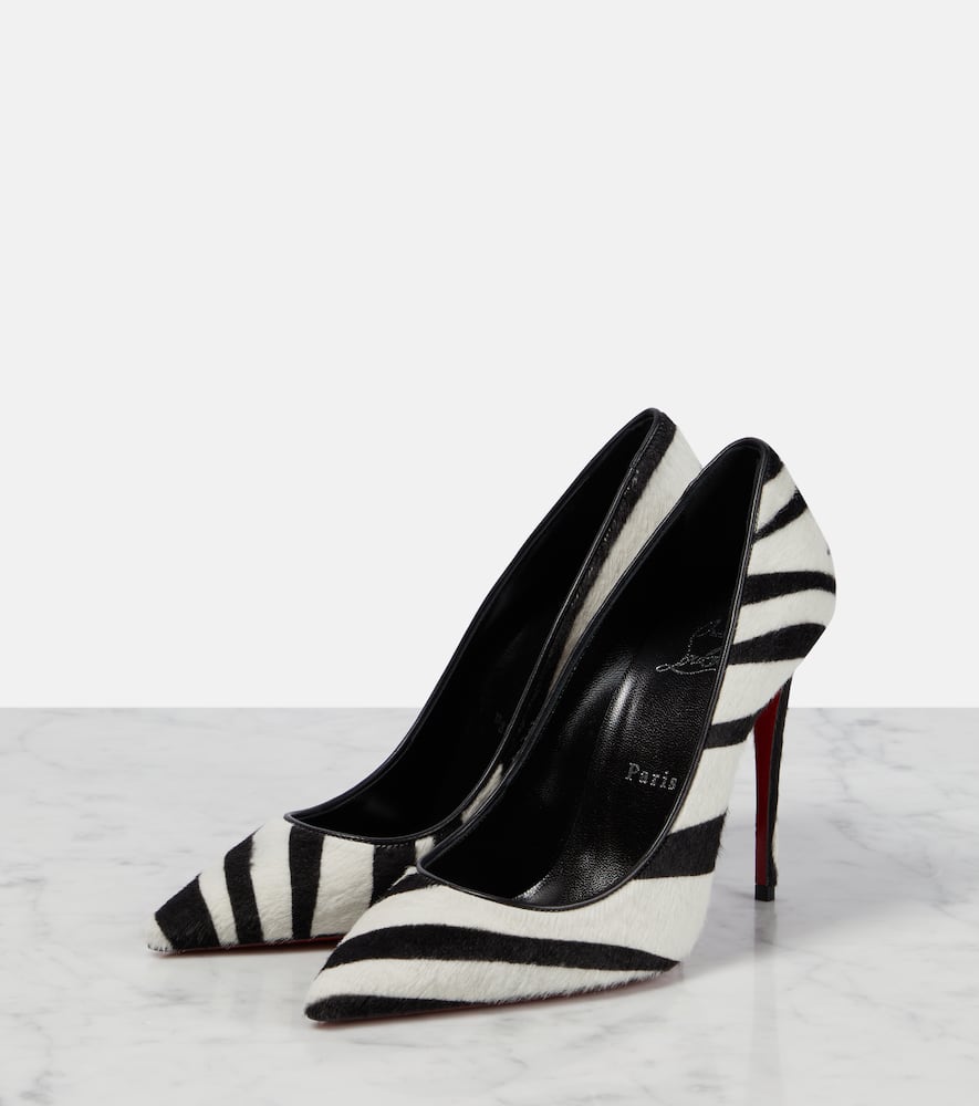 Christian Louboutin Kate 100 Zebra-print Calf Hair Pumps In Multicoloured