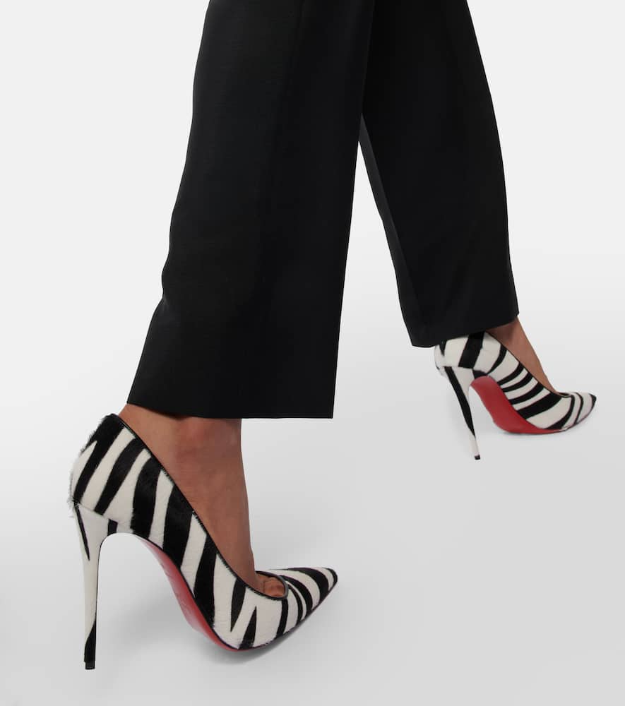 Christian Louboutin Kate 100 Zebra-print Calf Hair Pumps In Multicoloured