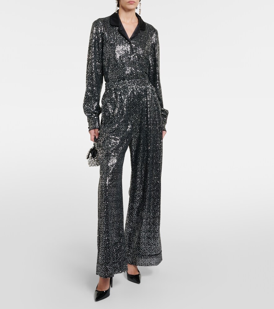 Dolce & Gabbana Sequined high-rise wide-leg pants