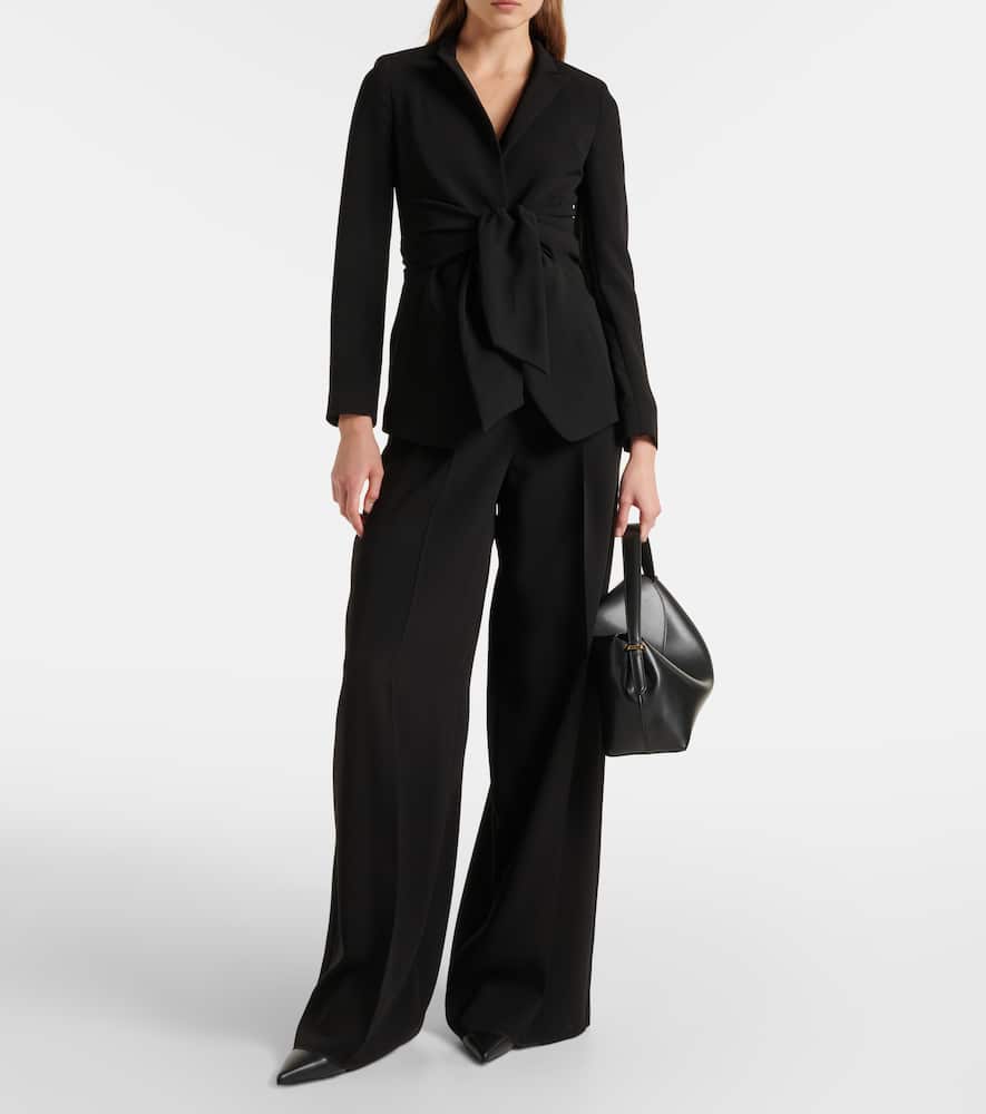 Max Mara Pleated Cady Wide-leg Pants In Black