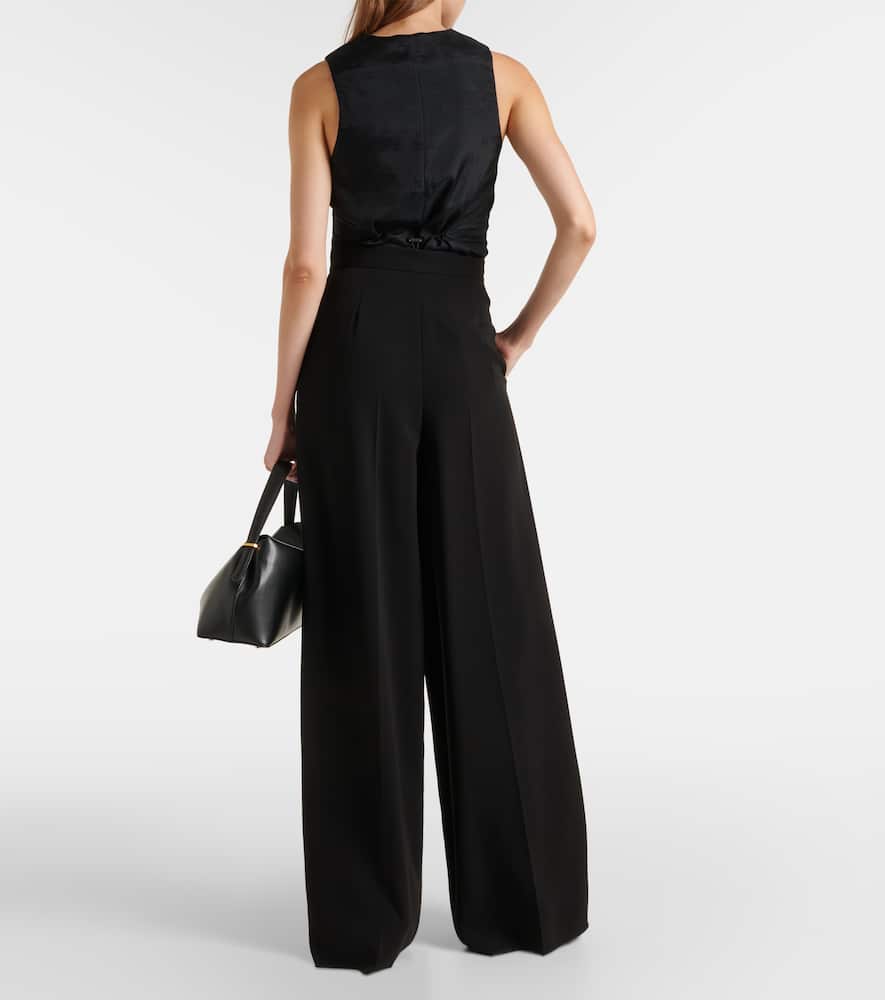 Max Mara Pleated Cady Wide-leg Pants In Black