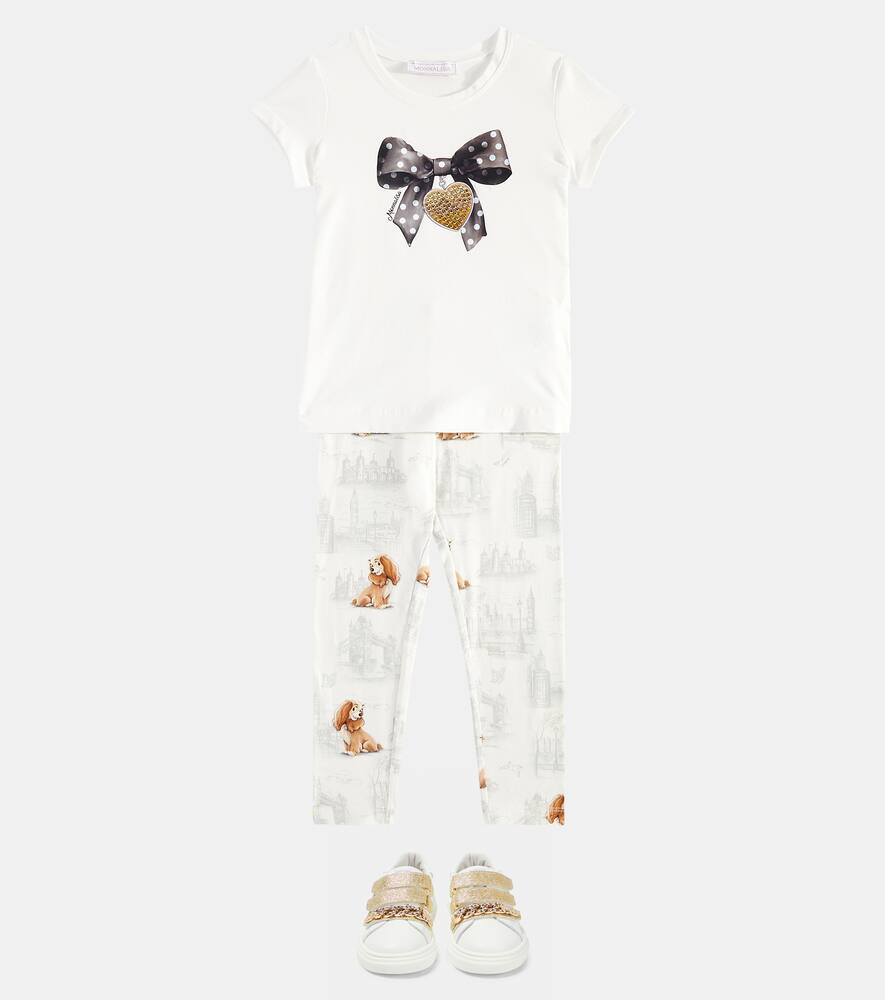 Monnalisa Cotton-blend Jersey T-shirt In White