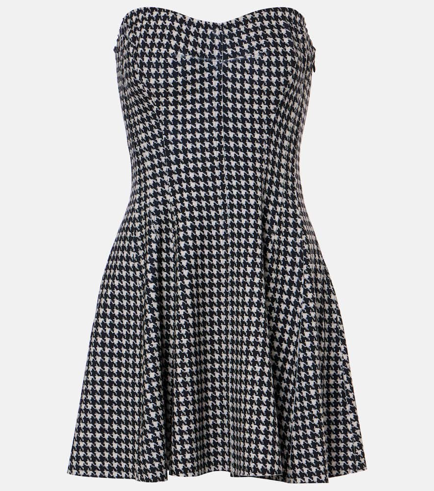 Norma Kamali Strapless Grace houndstooth minidress