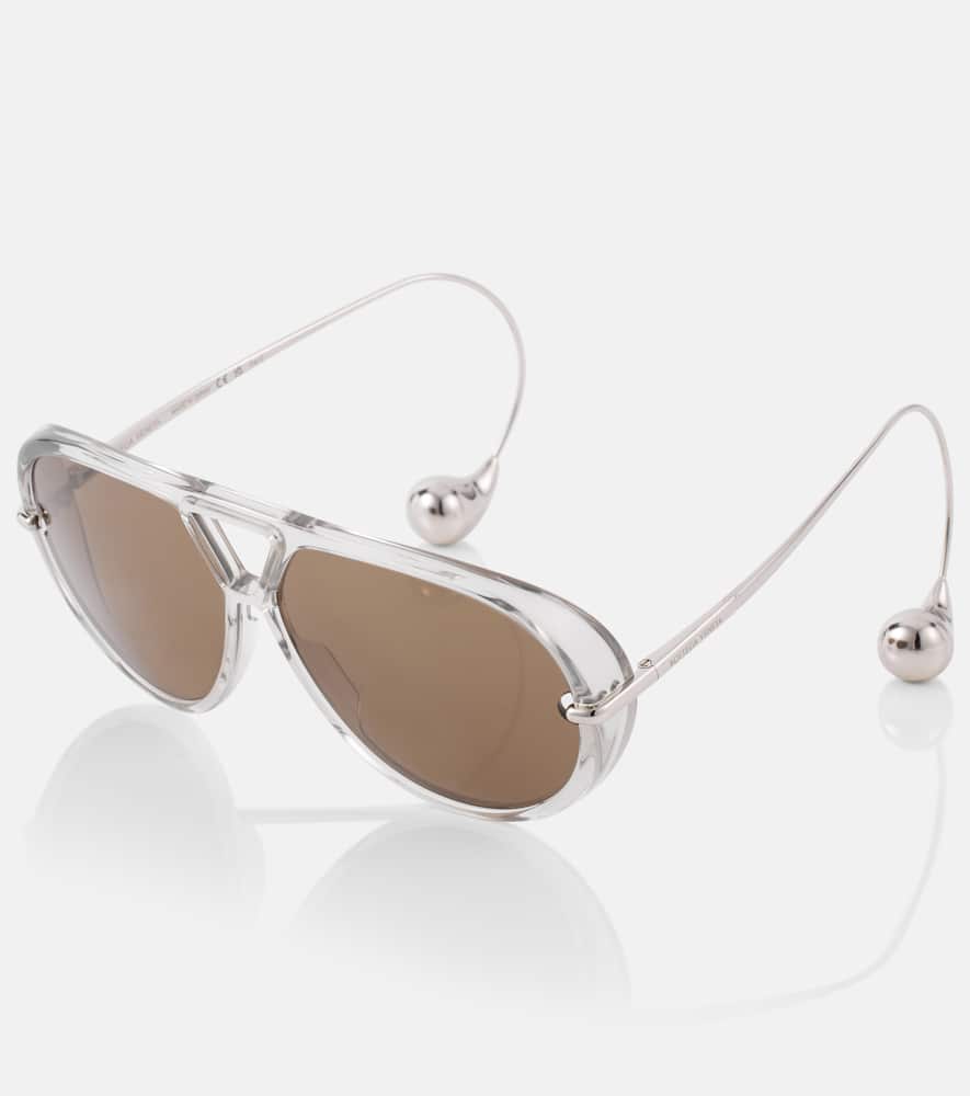 Bottega Veneta Gray Drop Aviator Sunglasses In Grey