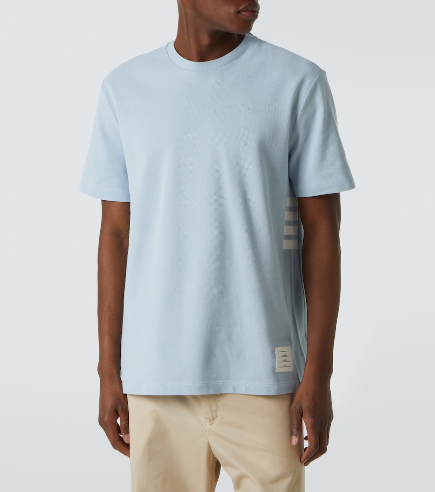 Thom Browne 4-bar Cotton Piqué Polo Shirt In Light Bue