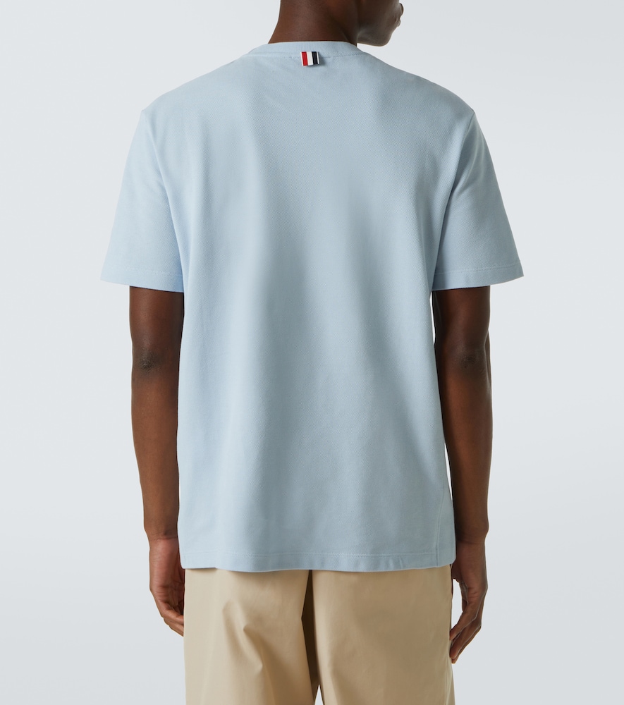Thom Browne 4-bar Cotton Piqué Polo Shirt In Light Bue