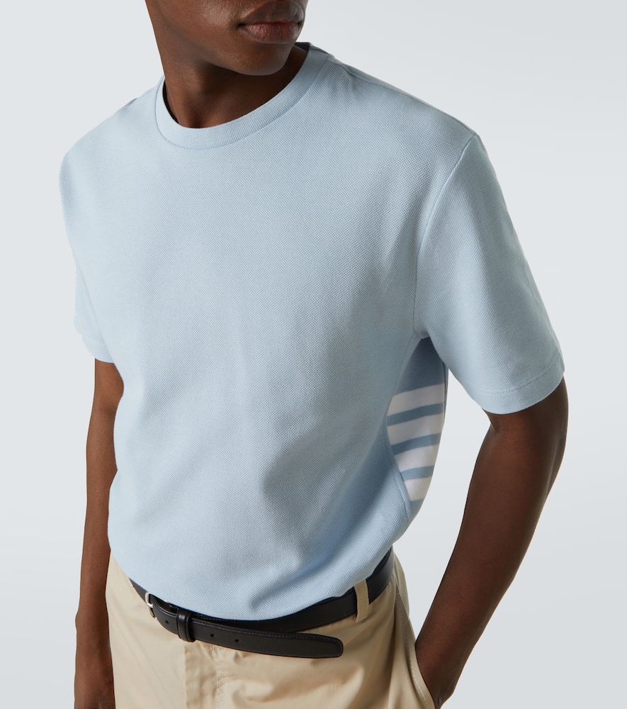 Thom Browne 4-bar Cotton Piqué Polo Shirt In Light Bue