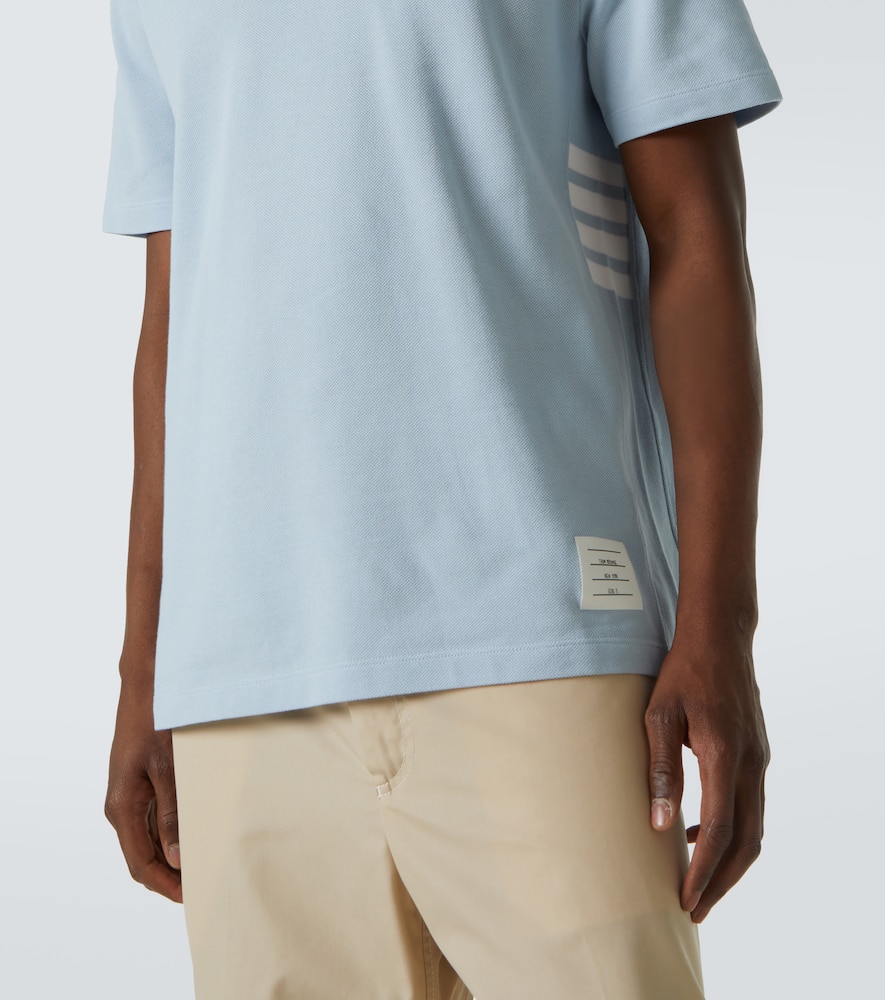 Thom Browne 4-bar Cotton Piqué Polo Shirt In Light Bue