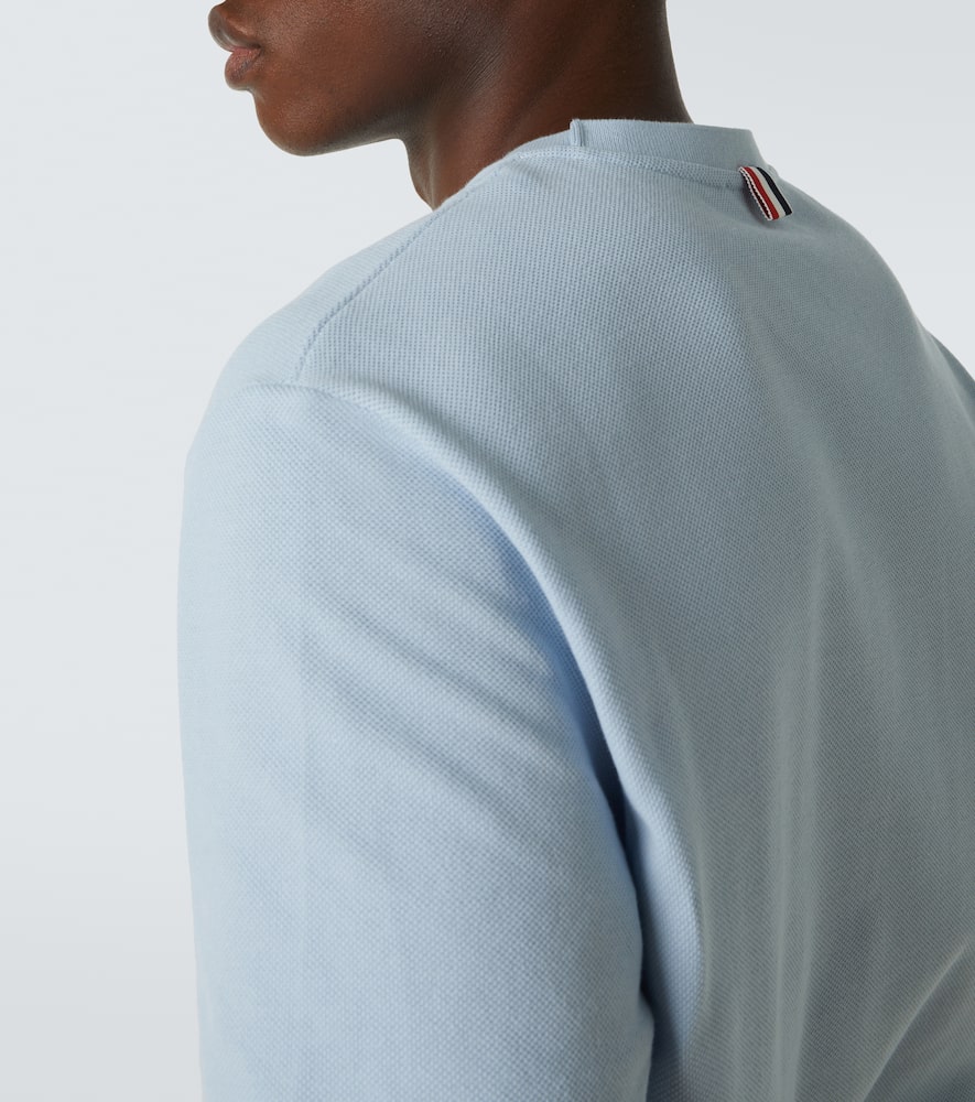 Thom Browne 4-bar Cotton Piqué Polo Shirt In Light Bue