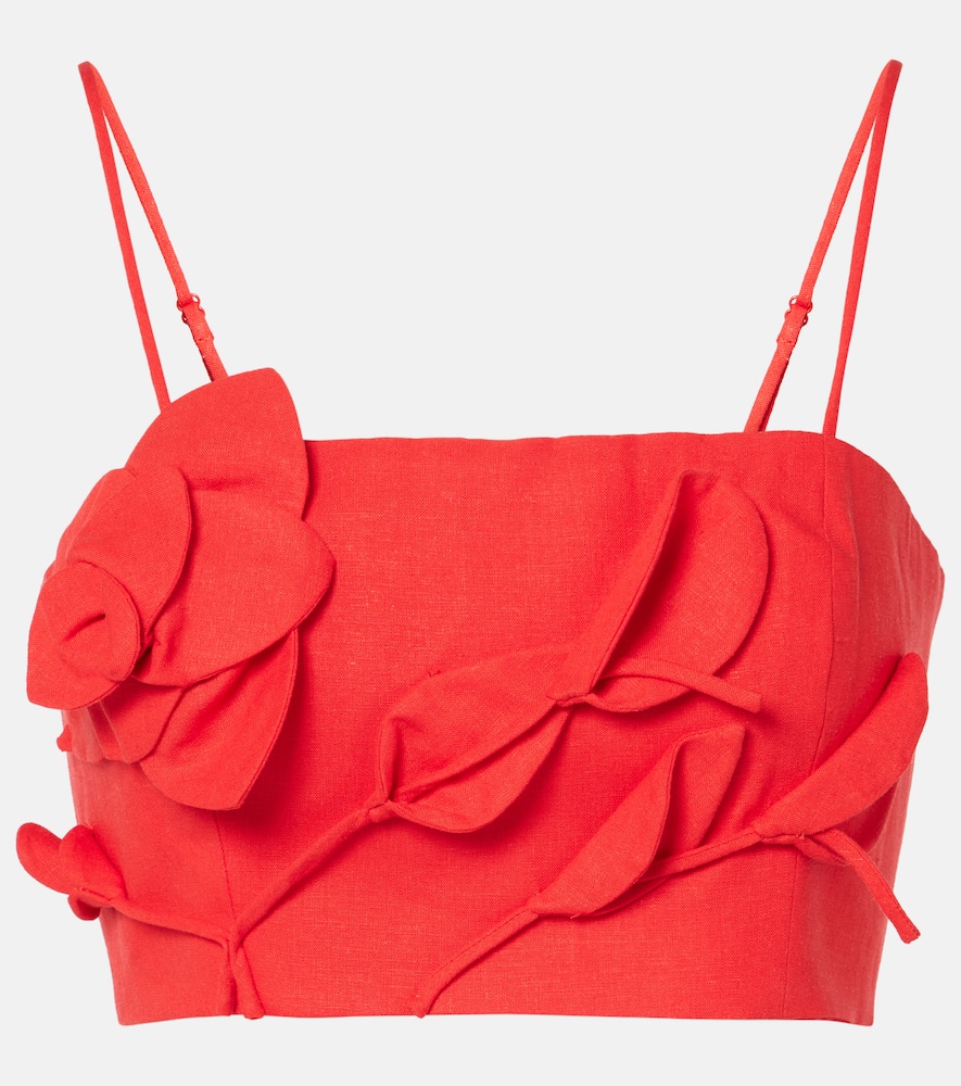 Floral-appliqué top