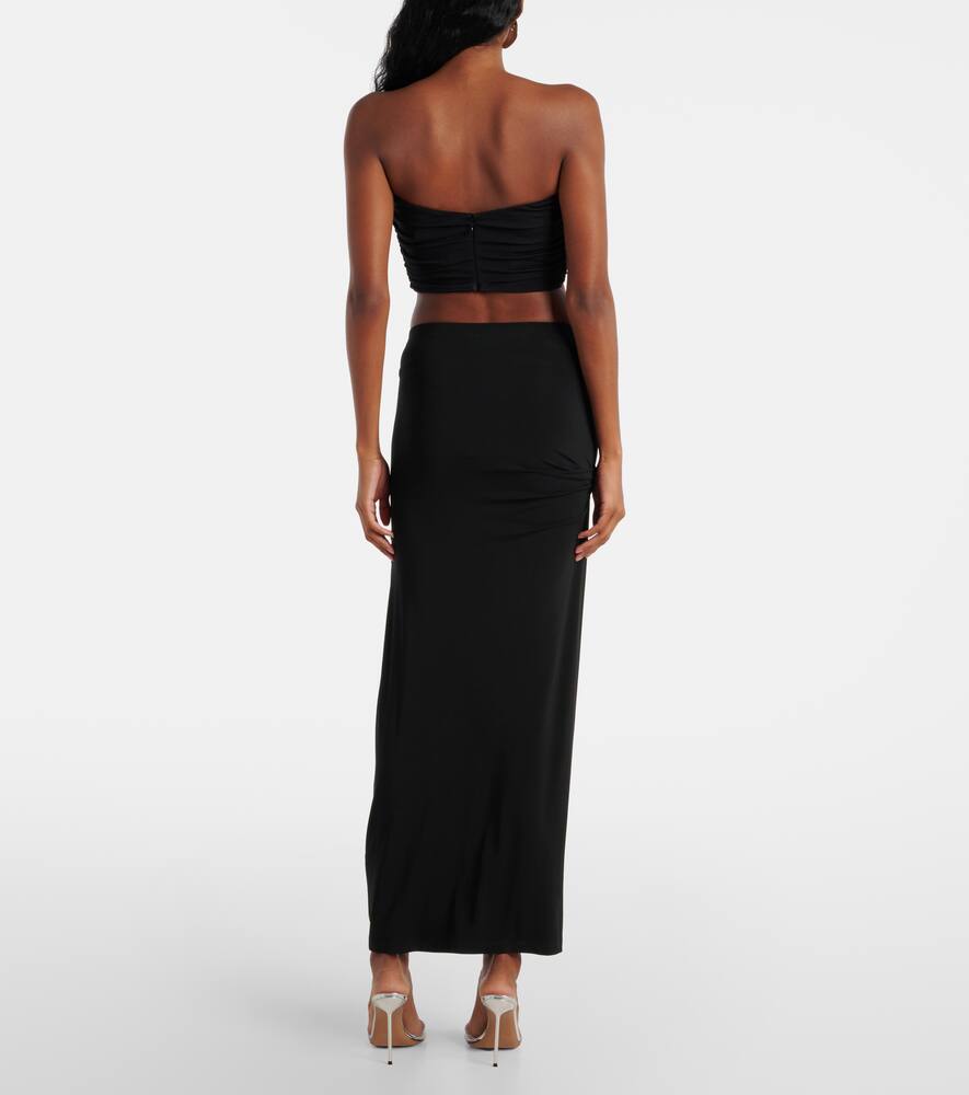 Christopher Esber Bezel Quartz Draped Crop Top In Black