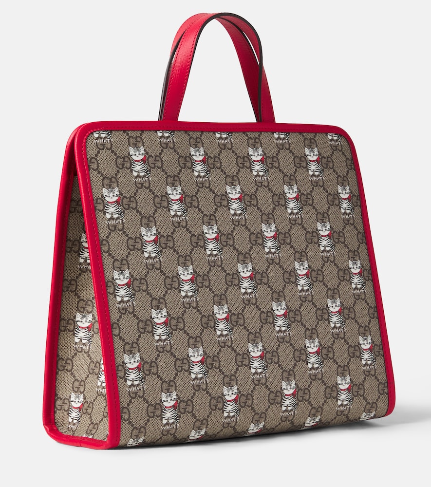  Gucci Kids Gucci Kids Gg Leather-trimmed Canvas Tote Bag 